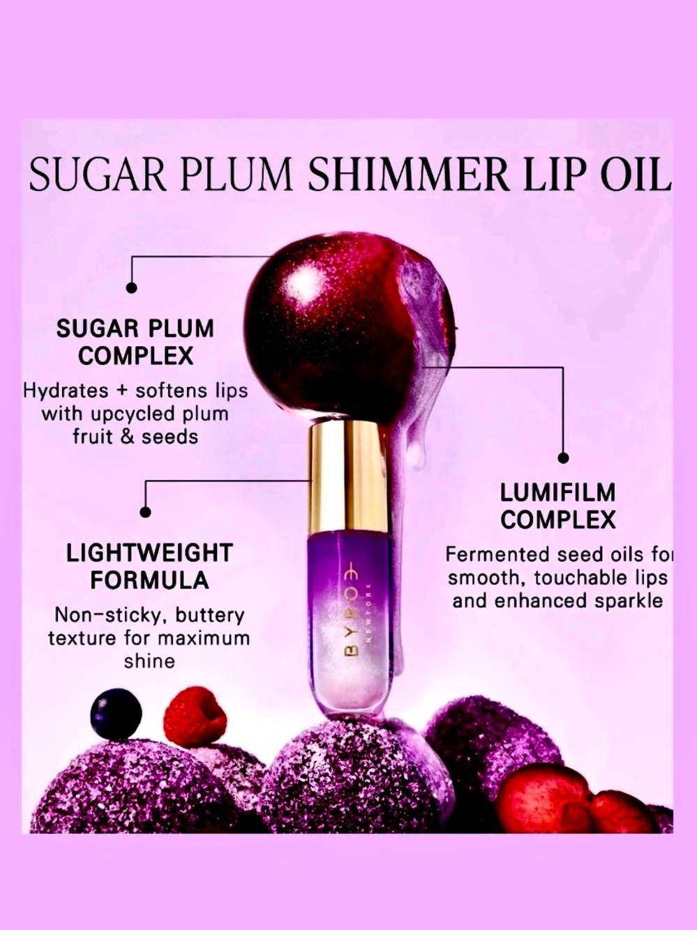 BYROE SUGAR PLUM SHIMMER LIP OIL - Picture 3 of 12